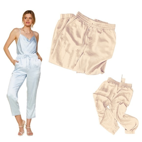 Skies Are Blue Satin Waist Tie Pants - Picture 1 of 14